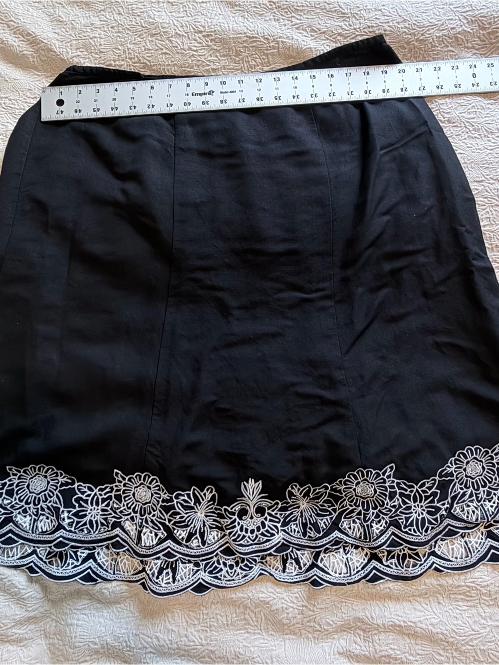 Lane Bryant Black linen A-line Flare Skirt with White Floral Lace Hem - Picture 9 of 12